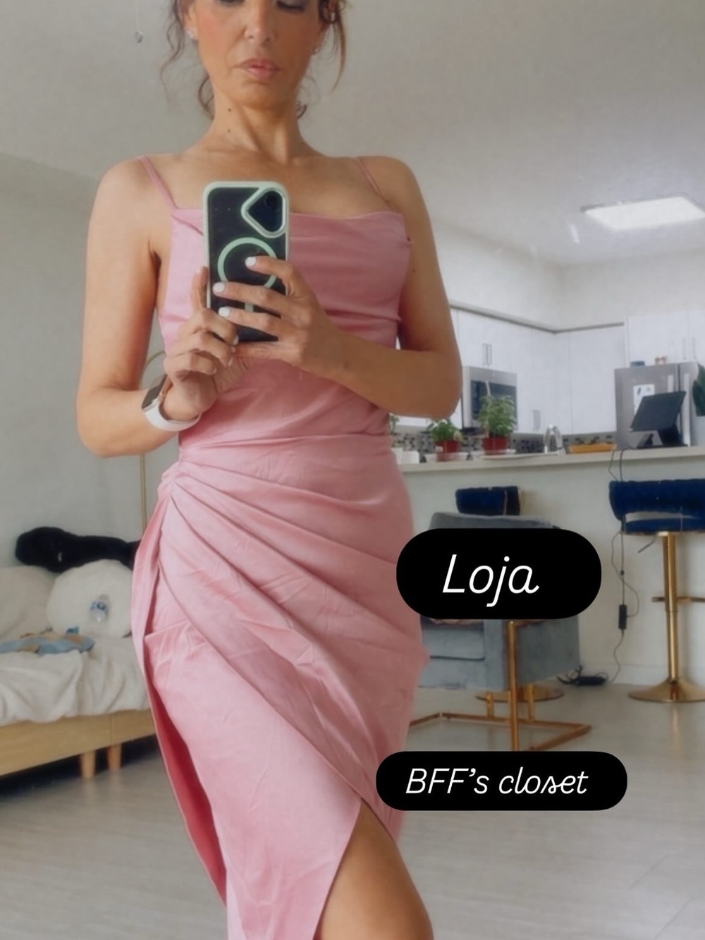 Zara Dusty Pink Ruched Midi Slip Dress
